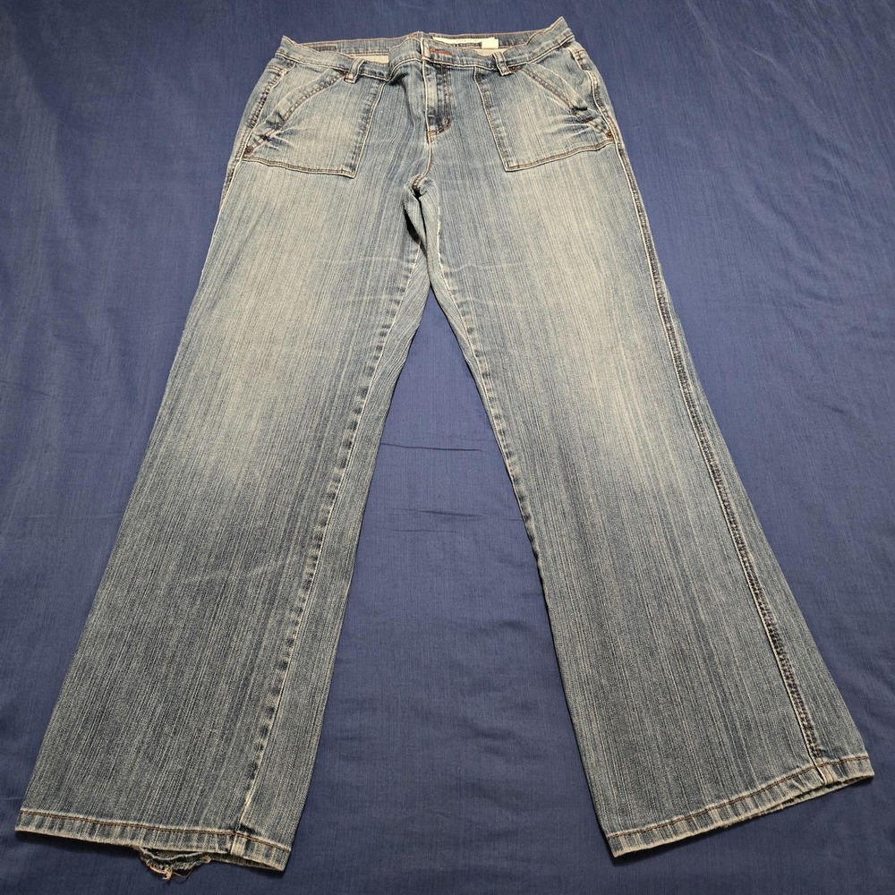 DKNY JEANS Wide Leg Jeans Womens 14 Blue Light Wash Mid Rise Relaxed Denim